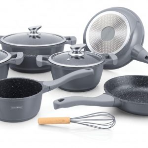 Royalty Line RL-BS1010M: 13 Pieces Ceramic Coated Cookware Set Gray