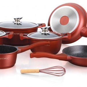 Royalty Line RL-BS1010M: 13 Pieces Ceramic Coated Cookware Set Burgundy