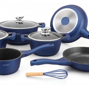 Royalty Line RL-BS1010M: 13 Pieces Ceramic Coated Cookware Set Blue