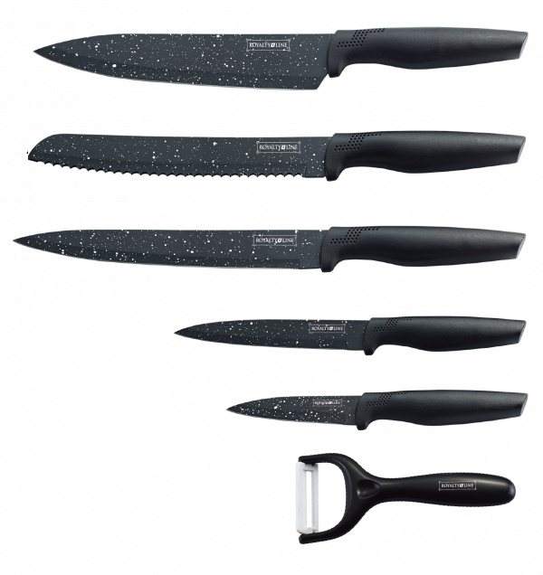 Royalty Line RL-MB5: Non-Stick coating Knife Set 5PCS Black