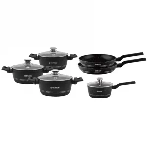 Herzog HR-2626: 10 Pieces Marble Coated Cookware Set